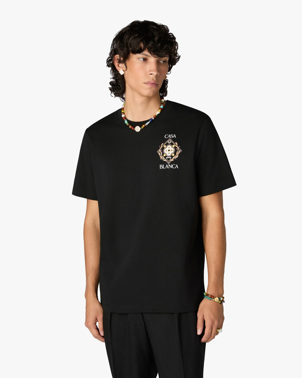 CASABLANCA BLACK CHAMPIONSHIP SHORT SLEEVE T-SHIRT — vista 4