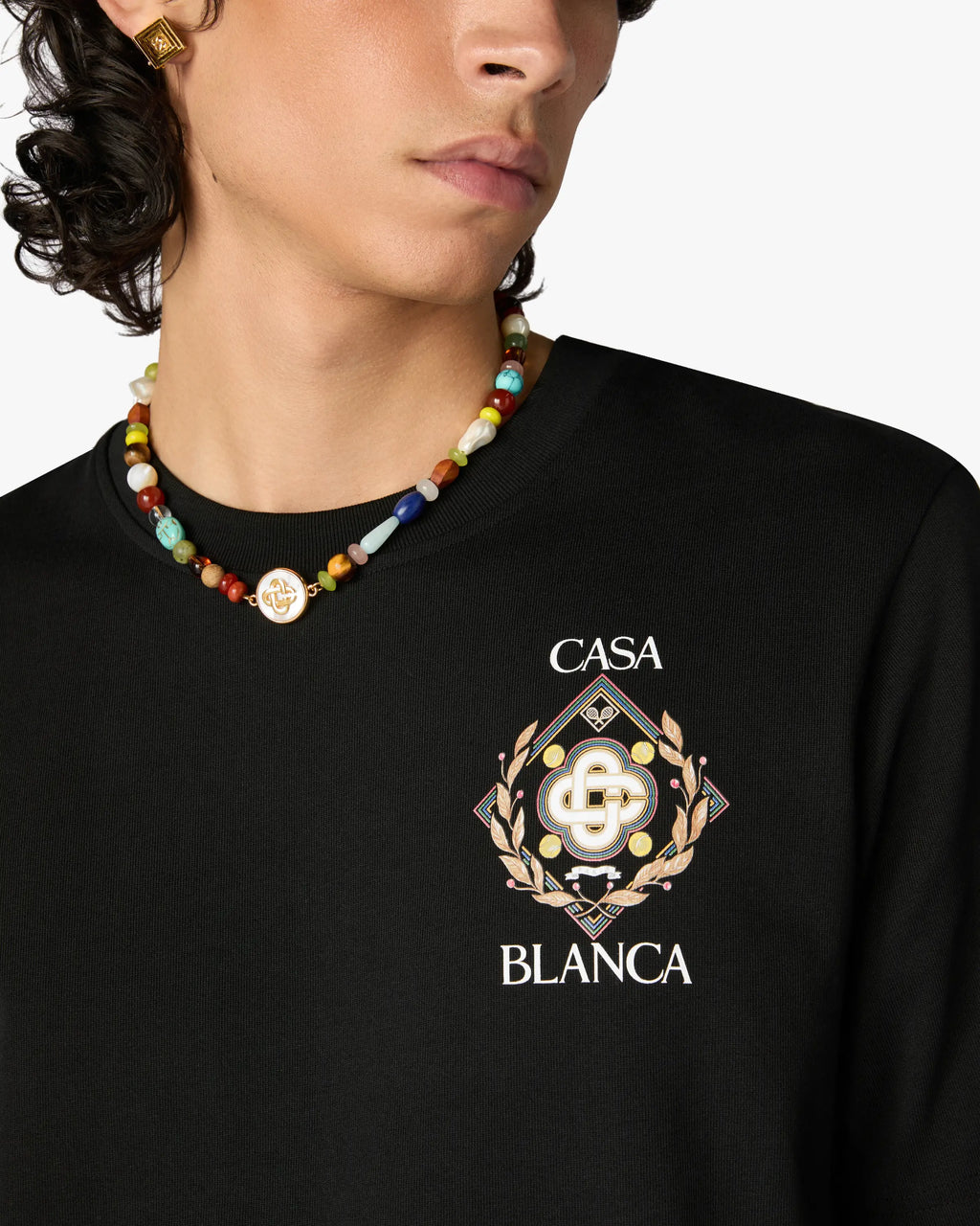CASABLANCA BLACK CHAMPIONSHIP SHORT SLEEVE T-SHIRT — vista 5