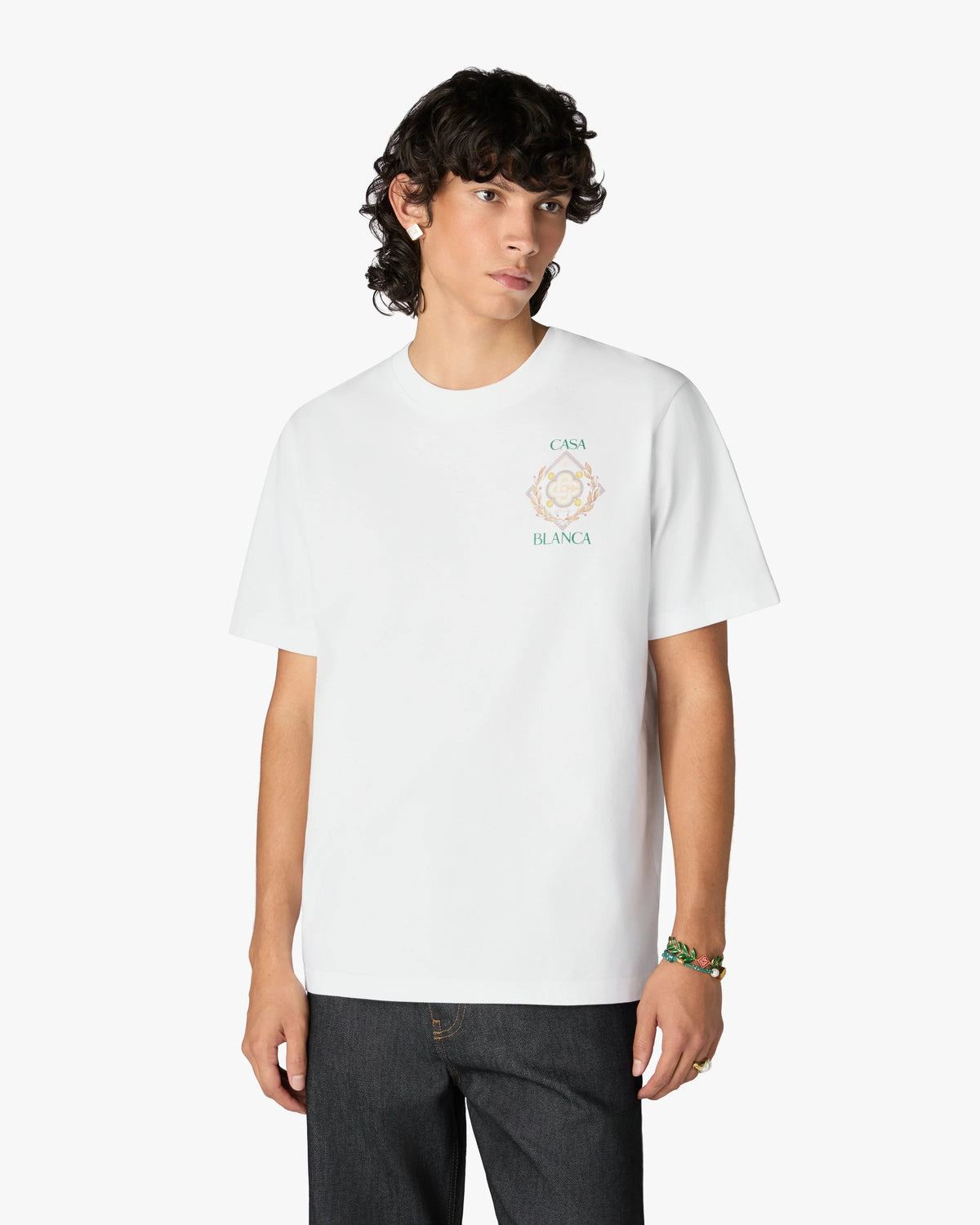 CASABLANCA WHITE CHAMPIONSHIP SHORT SLEEVE T-SHIRT — vista 4