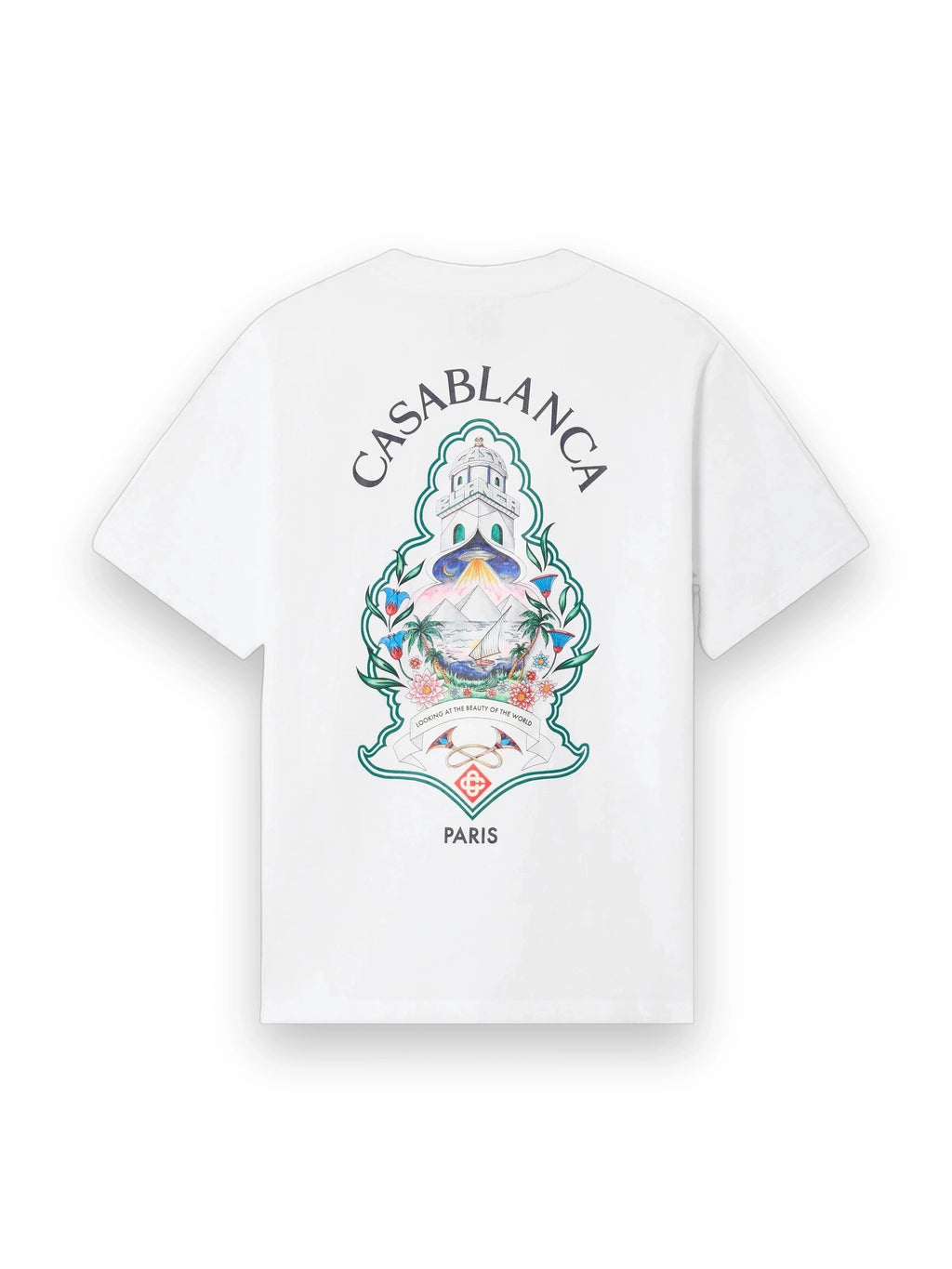 CASABLANCA WHITE HOTEL EMBLEM SHORT SLEEVE T-SHIRT