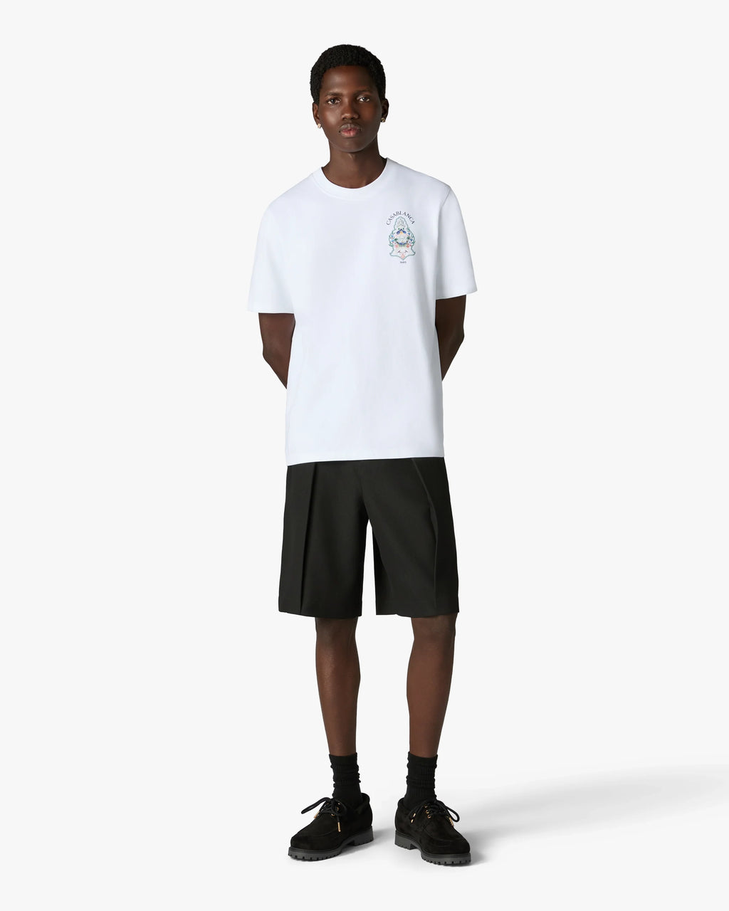 CASABLANCA WHITE HOTEL EMBLEM SHORT SLEEVE T-SHIRT — vista 2