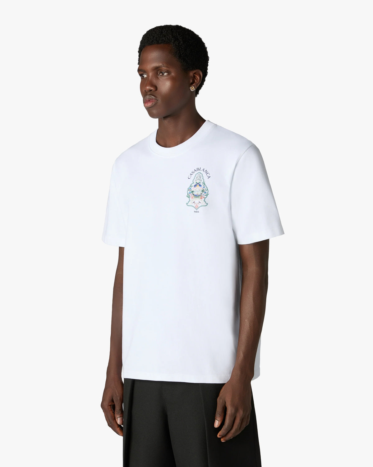 CASABLANCA WHITE HOTEL EMBLEM SHORT SLEEVE T-SHIRT — vista 4