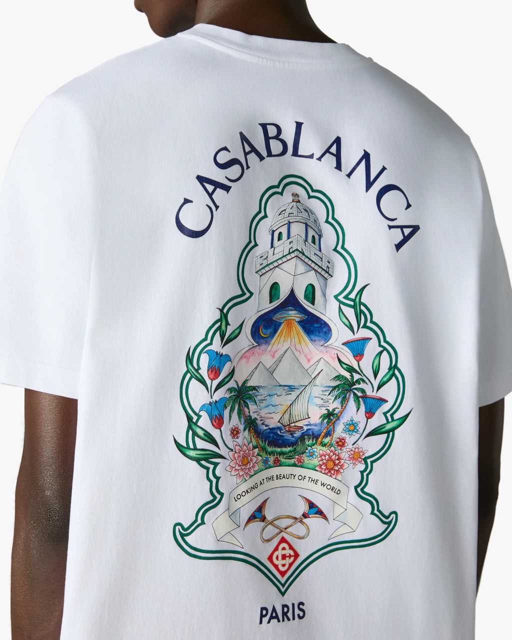 CASABLANCA WHITE HOTEL EMBLEM SHORT SLEEVE T-SHIRT — vista 5