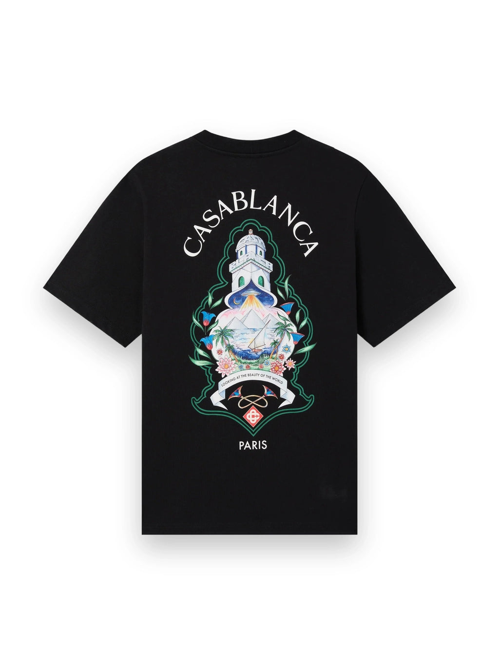 CASABLANCA BLACK HOTEL EMBLEM SHORT SLEEVE T-SHIRT