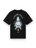 CASABLANCA BLACK HOTEL EMBLEM SHORT SLEEVE T-SHIRT
