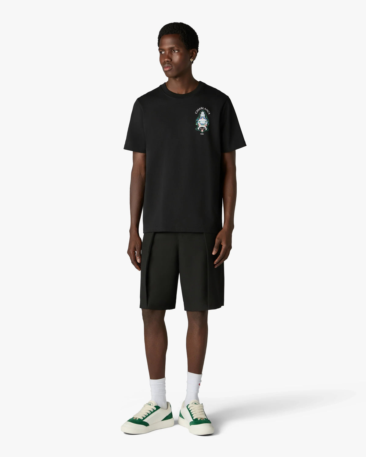 CASABLANCA BLACK HOTEL EMBLEM SHORT SLEEVE T-SHIRT — vista 2