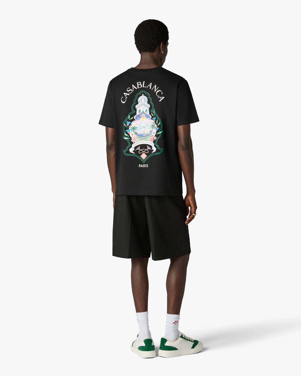 CASABLANCA BLACK HOTEL EMBLEM SHORT SLEEVE T-SHIRT — vista 3