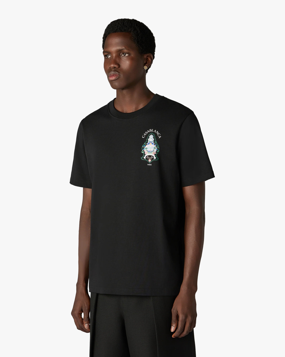 CASABLANCA BLACK HOTEL EMBLEM SHORT SLEEVE T-SHIRT — vista 4