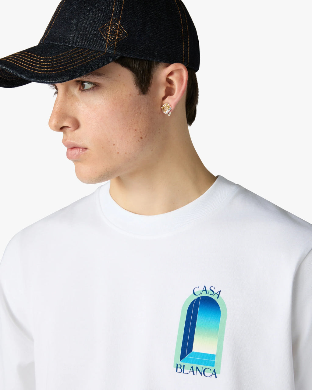 CASABLANCA WHITE & MINT L'ARCHE SHORT SLEEVE T-SHIRT — vista 5