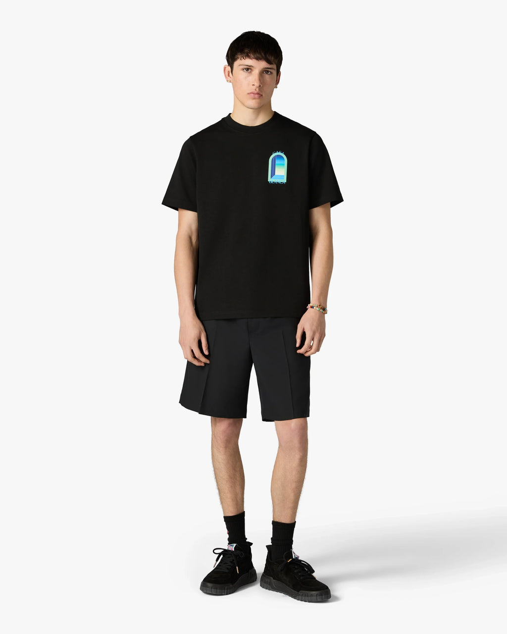 CASABLANCA BLACK & MINT L'ARCHE SHORT SLEEVE T-SHIRT — vista 2