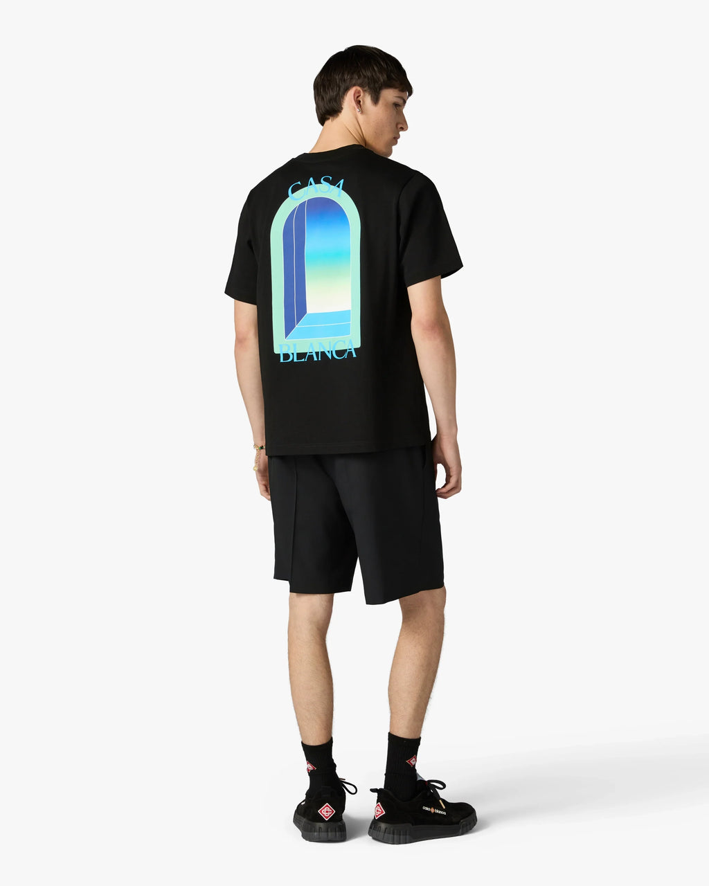 CASABLANCA BLACK & MINT L'ARCHE SHORT SLEEVE T-SHIRT — vista 3