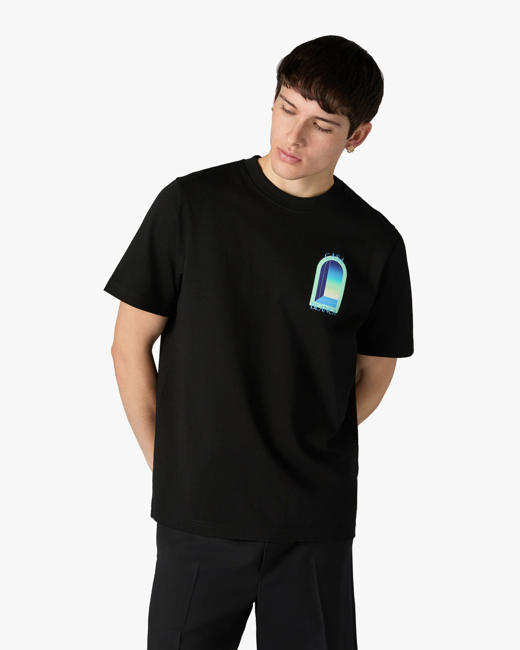 CASABLANCA BLACK & MINT L'ARCHE SHORT SLEEVE T-SHIRT — vista 4