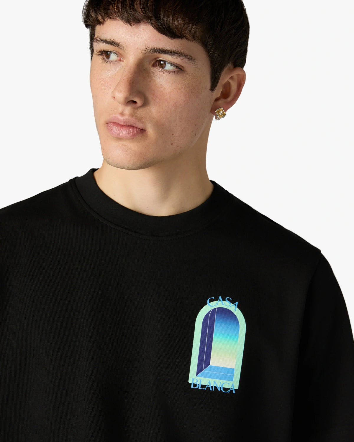 CASABLANCA BLACK & MINT L'ARCHE SHORT SLEEVE T-SHIRT — vista 5