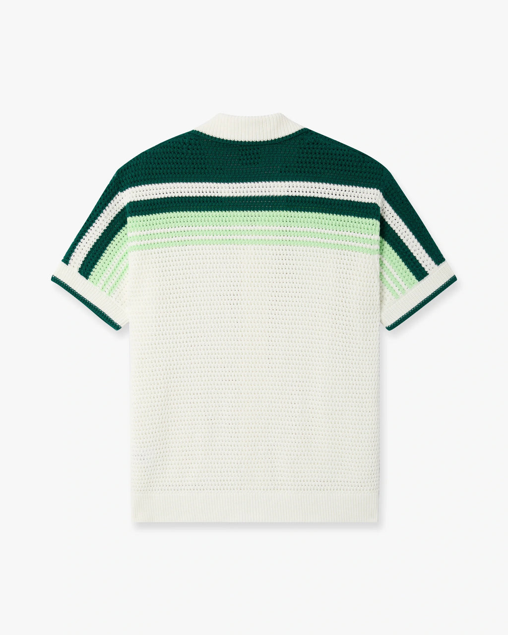 CASABLANCA GREEN & WHITE TENNIS STRIPE CROCHET SHORT SLEEVE SHIRT — vista 6