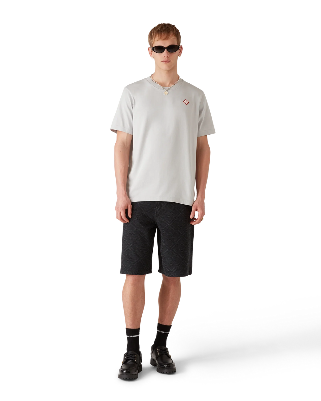 CASABLANCA GREY DIAMOND LOGO SHORT SLEEVE T-SHIRT — vista 2