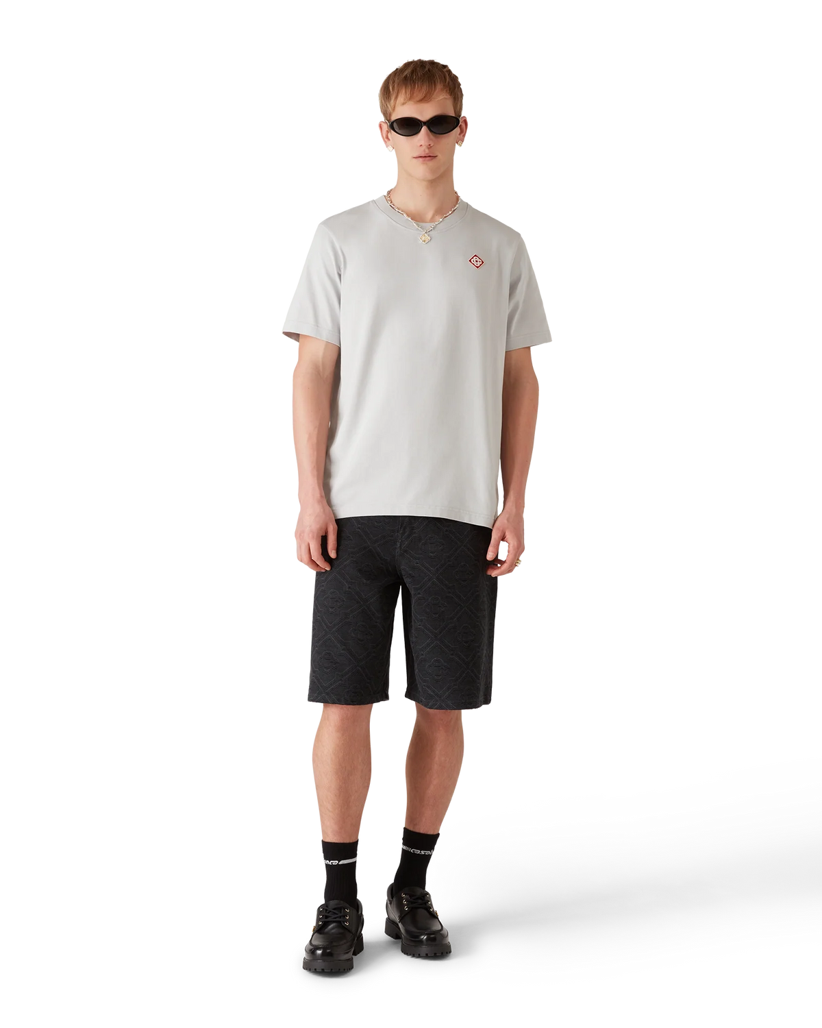 CASABLANCA GREY DIAMOND LOGO SHORT SLEEVE T-SHIRT — vista 2
