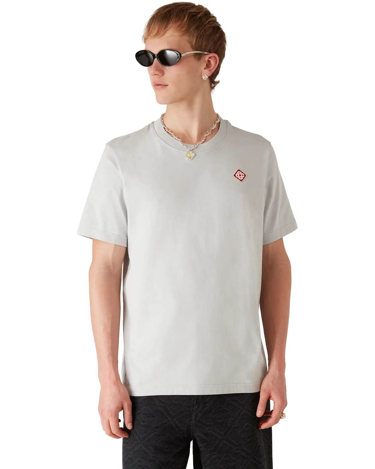 CASABLANCA GREY DIAMOND LOGO SHORT SLEEVE T-SHIRT — vista 4
