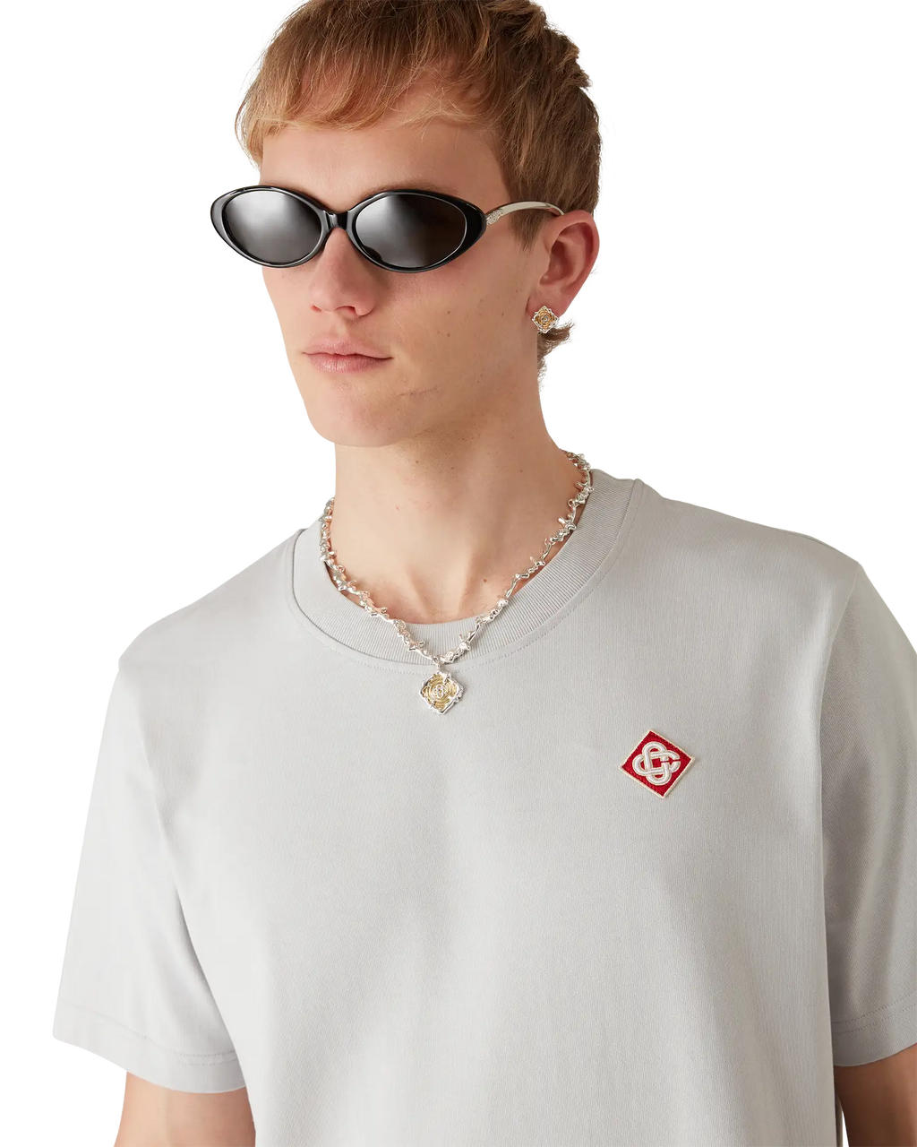 CASABLANCA GREY DIAMOND LOGO SHORT SLEEVE T-SHIRT — vista 5