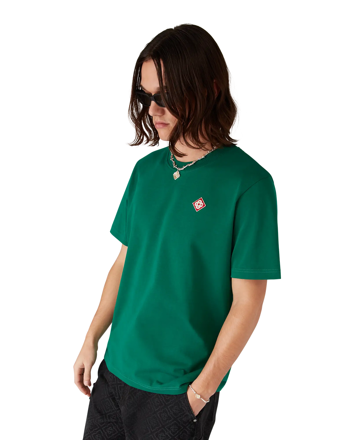 CASABLANCA EVERGREEN DIAMOND LOGO SHORT SLEEVE T-SHIRT — vista 4