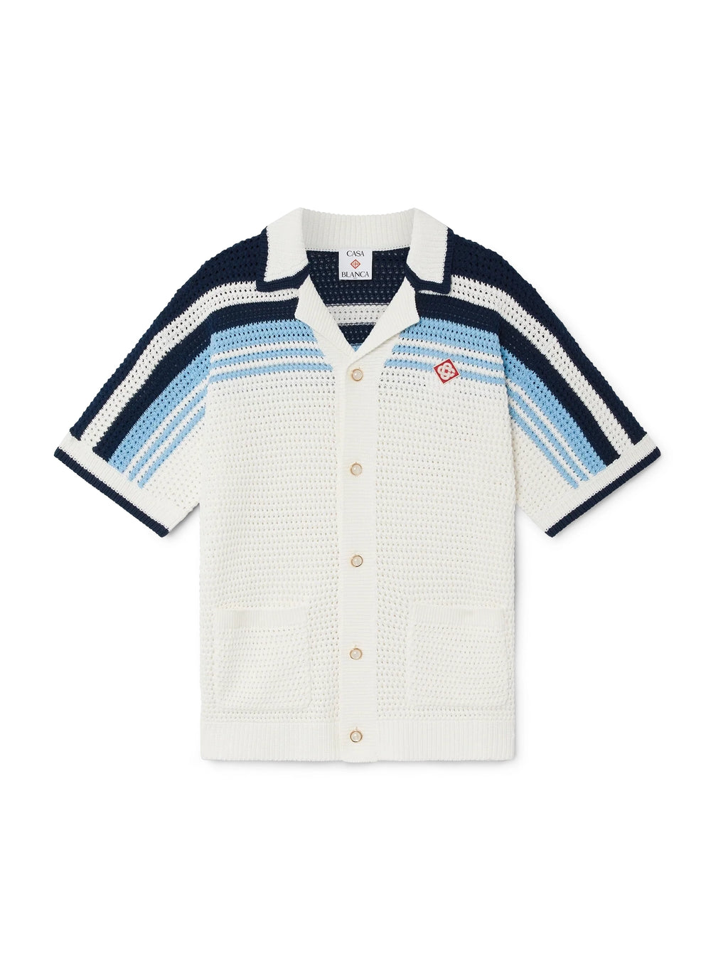 CASABLANCA TENNIS COTTON CROCHET SHORT SLEEVE SHIRT