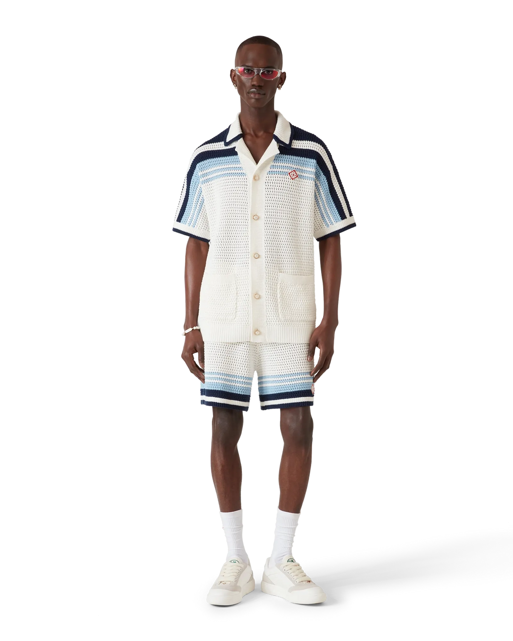 CASABLANCA TENNIS COTTON CROCHET SHORT SLEEVE SHIRT — vista 2