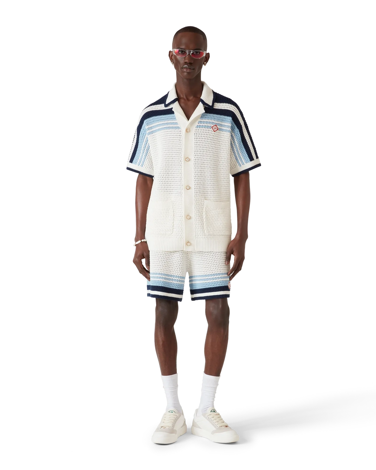 CASABLANCA TENNIS COTTON CROCHET SHORT SLEEVE SHIRT — vista 2