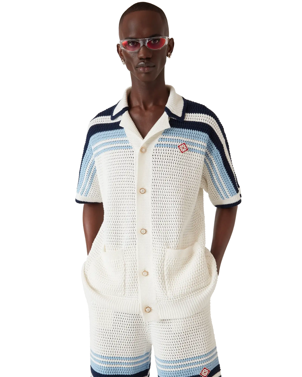 CASABLANCA TENNIS COTTON CROCHET SHORT SLEEVE SHIRT — vista 4