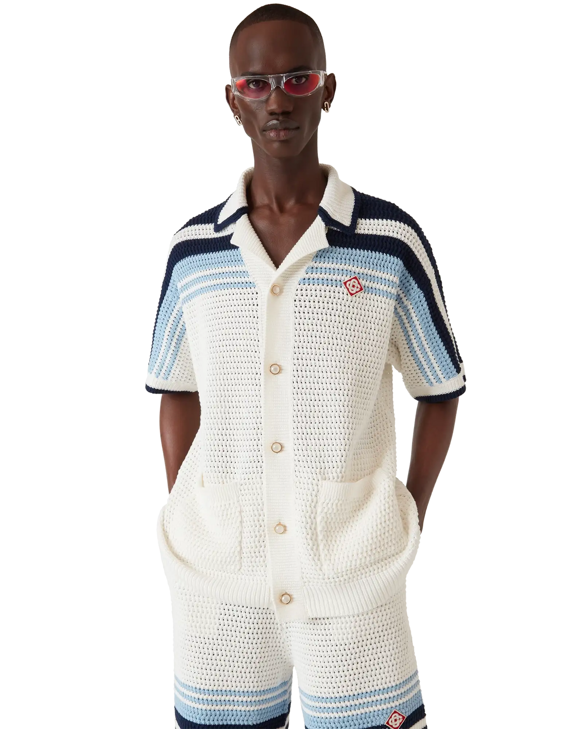CASABLANCA TENNIS COTTON CROCHET SHORT SLEEVE SHIRT — vista 4