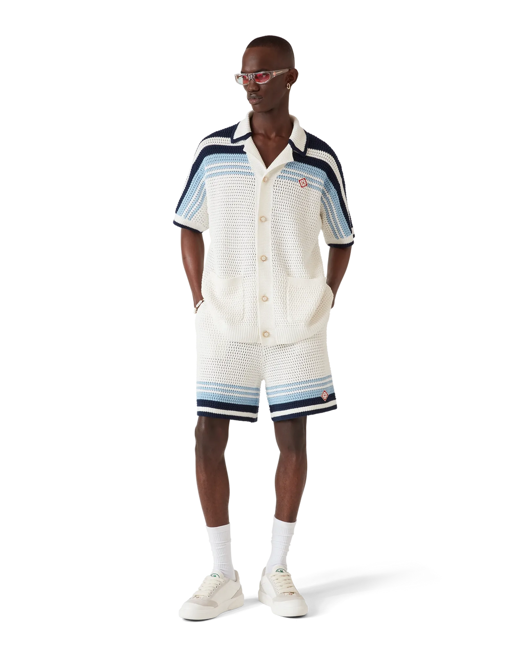 CASABLANCA TENNIS COTTON CROCHET SHORTS — vista 2
