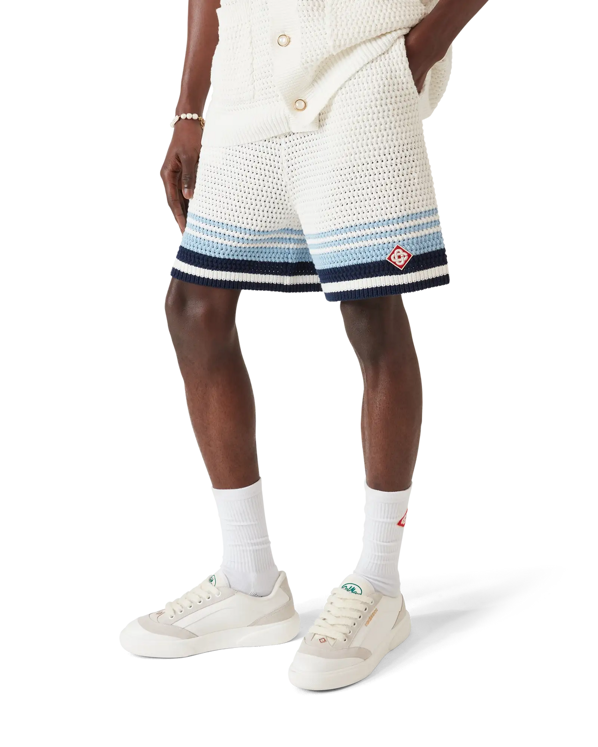 CASABLANCA TENNIS COTTON CROCHET SHORTS — vista 4