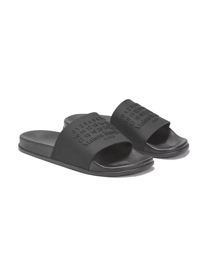 MAISON MARGIELA NUMBERS SHOWER SLIDES BLACK