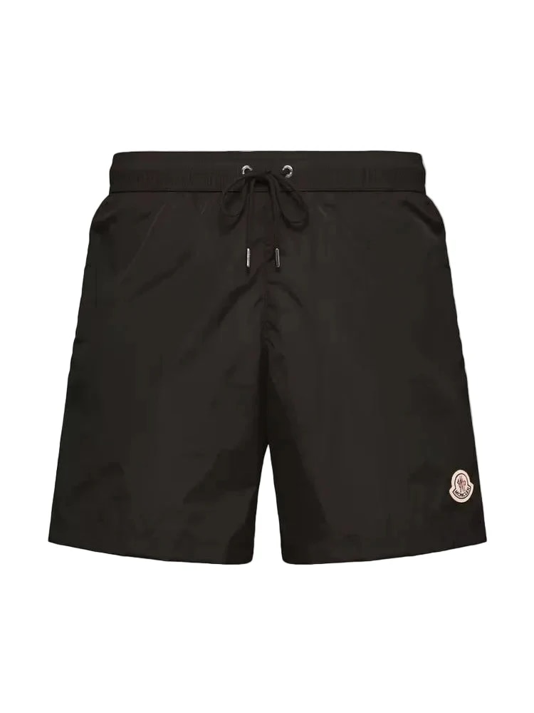 MONCLER BLACK LOGO PATCH SWIMSHORTS BLACK