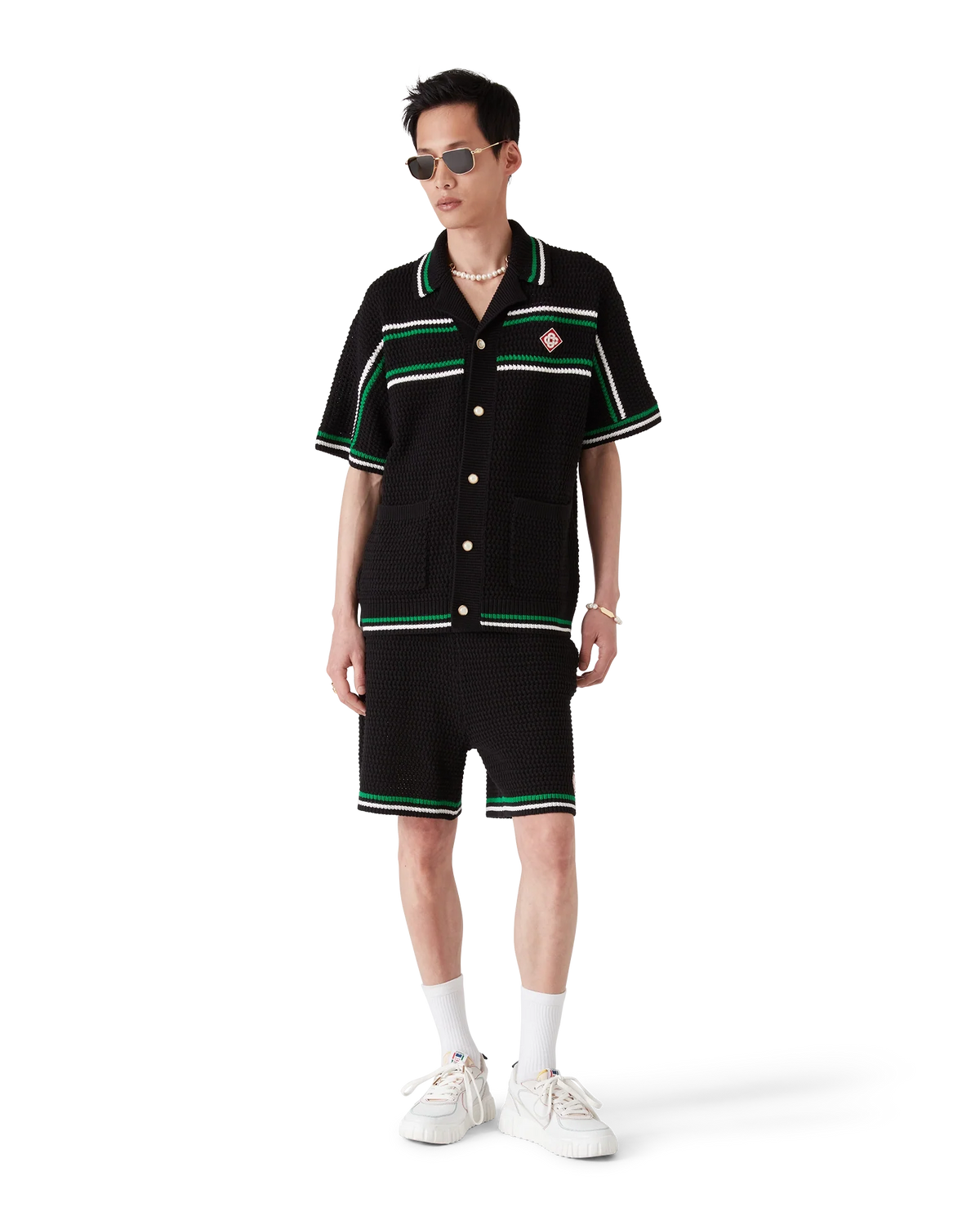 CASABLANCA TENNIS SHORT SLEEVE CROCHET SHIRT — vista 2