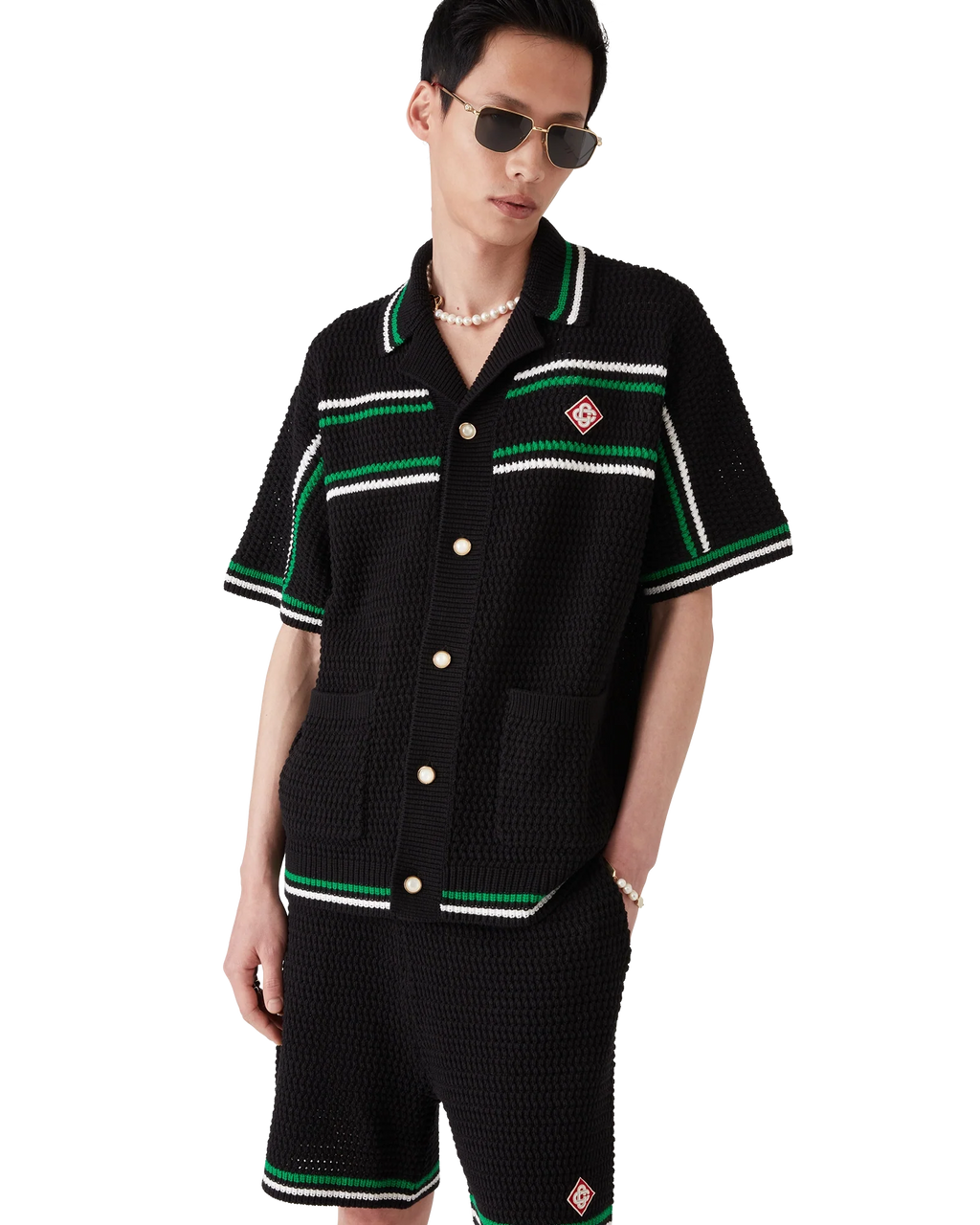 CASABLANCA TENNIS SHORT SLEEVE CROCHET SHIRT — vista 4