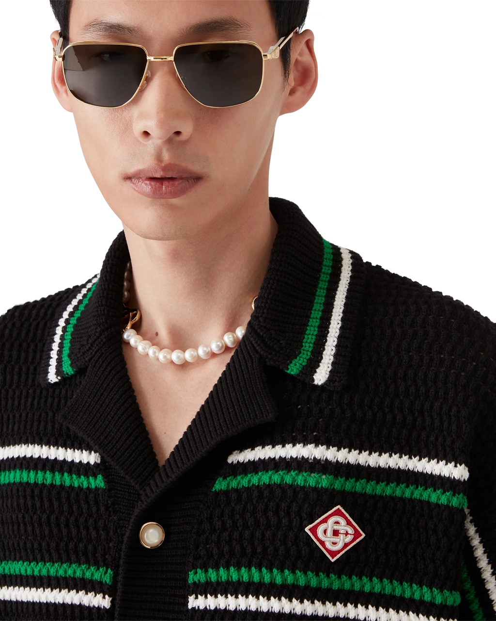 CASABLANCA TENNIS SHORT SLEEVE CROCHET SHIRT — vista 5