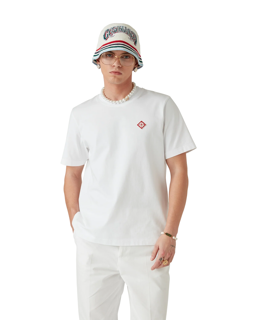 CASABLANCA WHITE DIAMOND LOGO SHORT SLEEVE T-SHIRT — vista 4