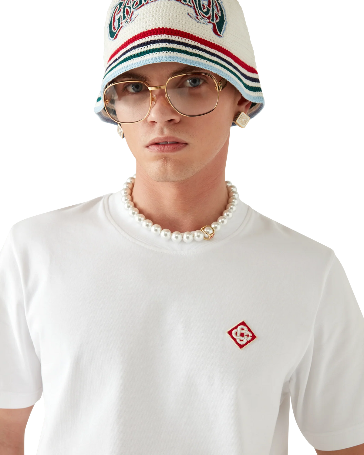 CASABLANCA WHITE DIAMOND LOGO SHORT SLEEVE T-SHIRT — vista 5