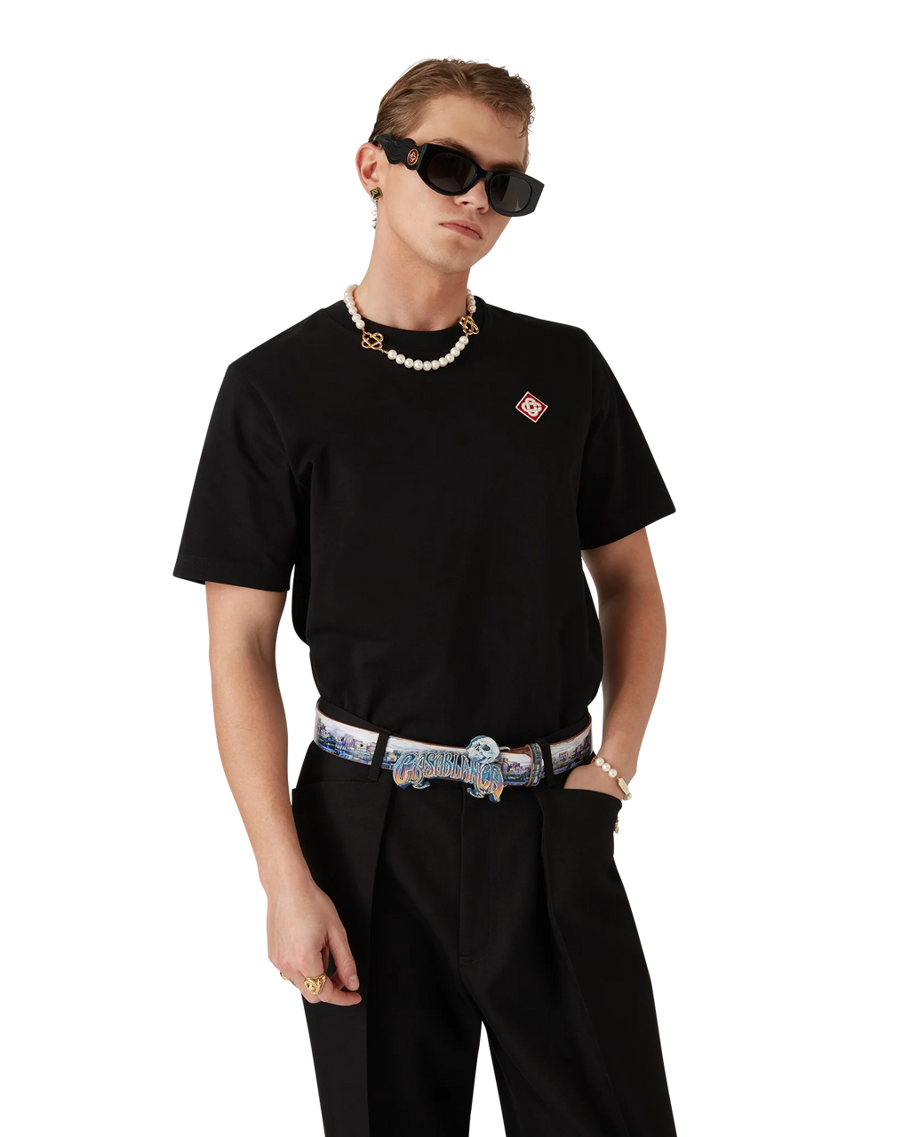 CASABLANCA BLACK DIAMOND LOGO SHORT SLEEVE T-SHIRT — vista 4