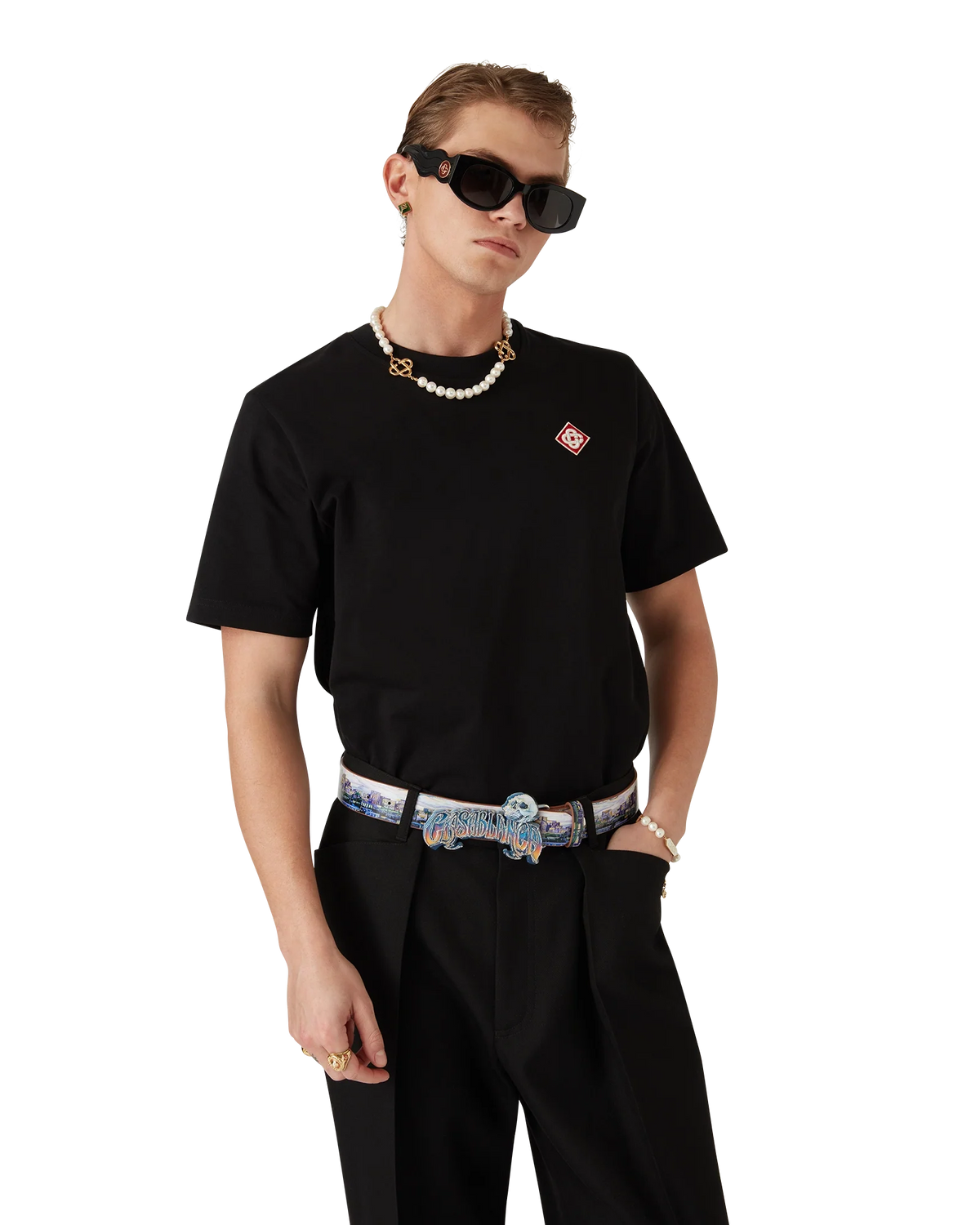 CASABLANCA BLACK DIAMOND LOGO SHORT SLEEVE T-SHIRT — vista 4