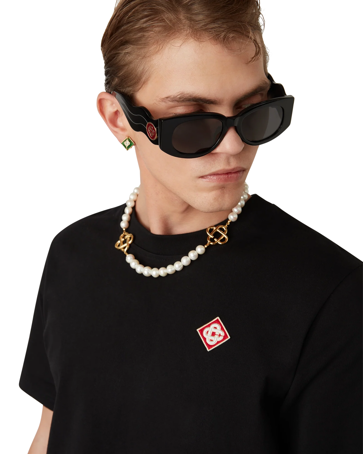 CASABLANCA BLACK DIAMOND LOGO SHORT SLEEVE T-SHIRT — vista 5