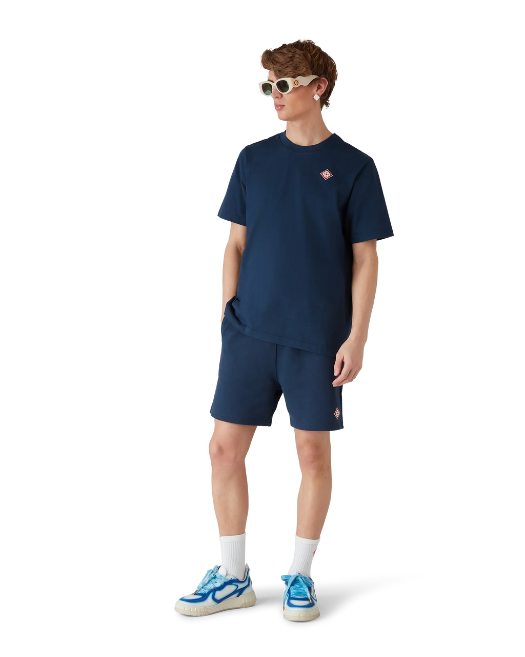 CASABLANCA NAVY DIAMOND LOGO SHORT SLEEVE T-SHIRT — vista 4