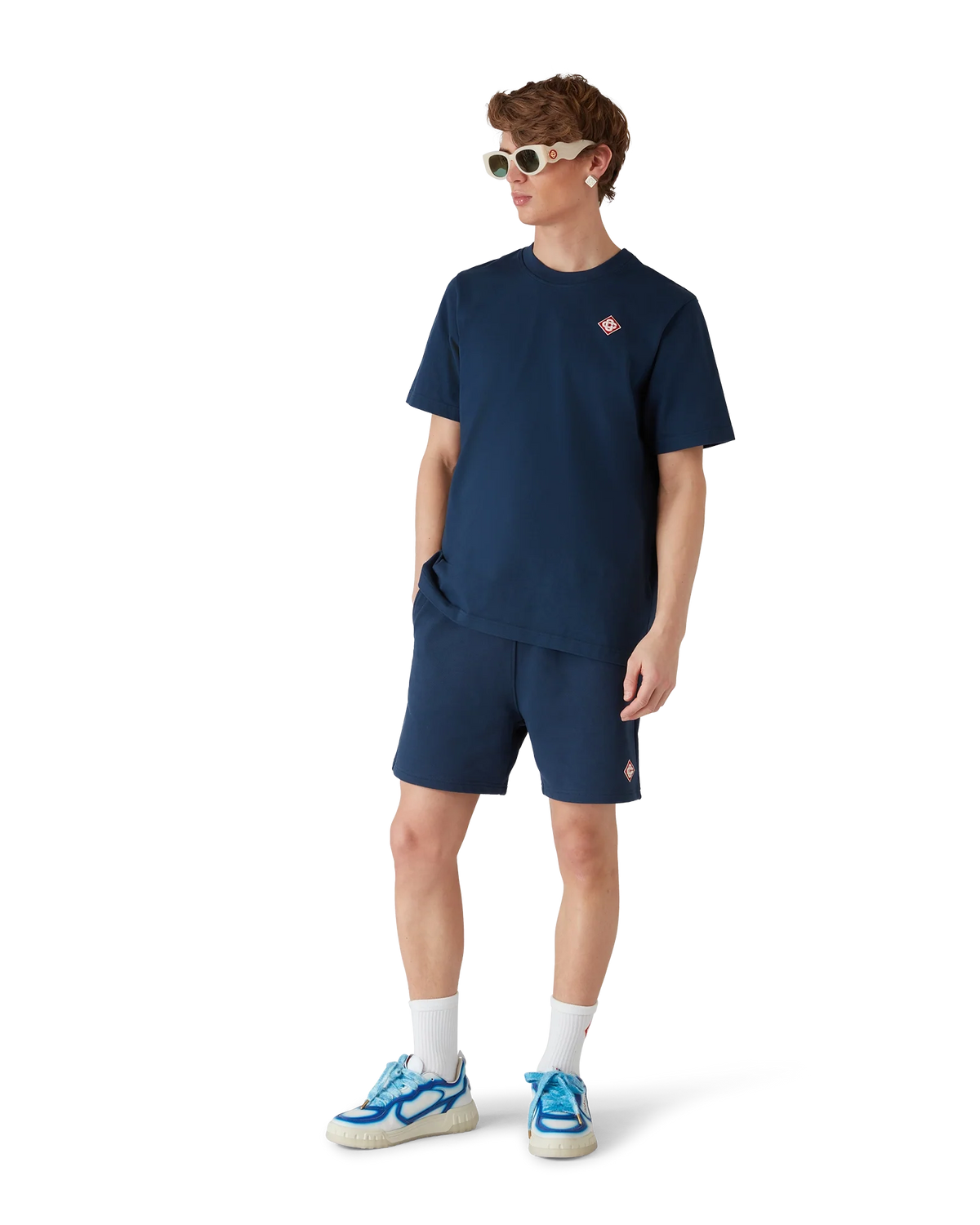 CASABLANCA NAVY DIAMOND LOGO SHORT SLEEVE T-SHIRT — vista 4
