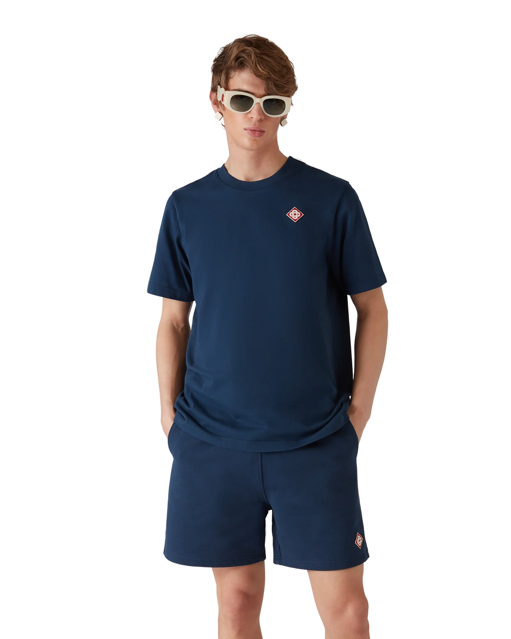 CASABLANCA NAVY DIAMOND LOGO SHORT SLEEVE T-SHIRT — vista 2
