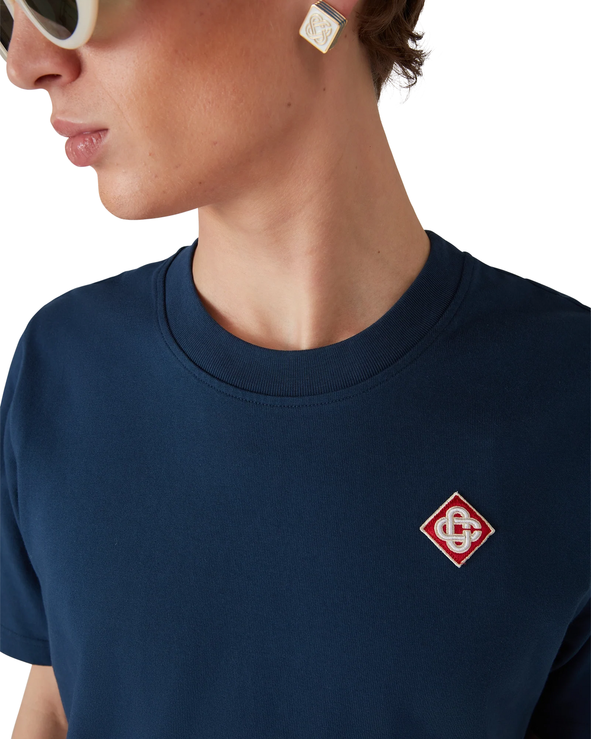 CASABLANCA NAVY DIAMOND LOGO SHORT SLEEVE T-SHIRT — vista 5