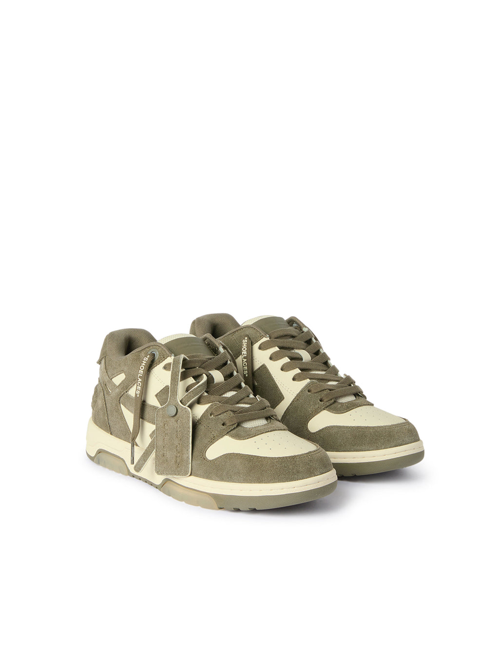 OFF-WHITE OUT OF OFFICE SNEAKERS CREAM/M.GREEN — vista 3