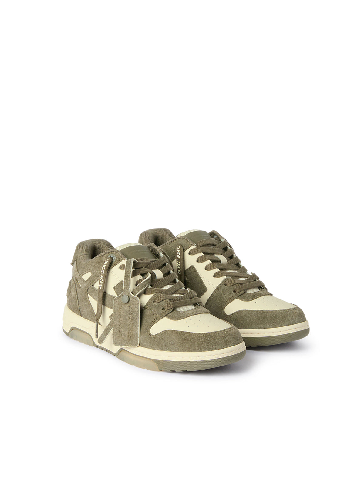 OFF-WHITE OUT OF OFFICE SNEAKERS CREAM/M.GREEN — vista 3