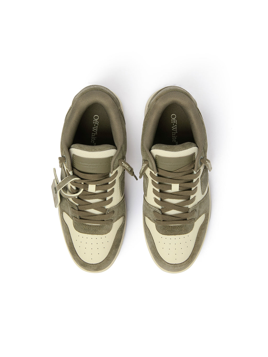 OFF-WHITE OUT OF OFFICE SNEAKERS CREAM/M.GREEN — vista 4