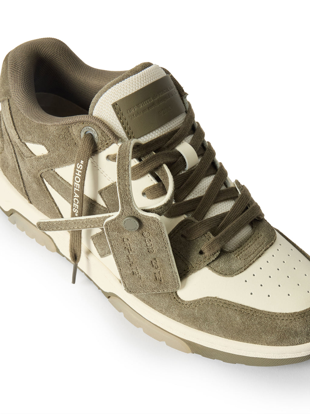 OFF-WHITE OUT OF OFFICE SNEAKERS CREAM/M.GREEN — vista 6