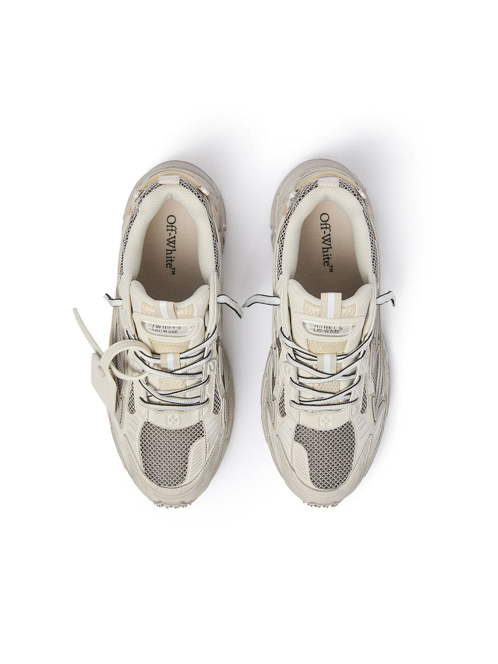 OFF-WHITE BE RIGHT BACK WORN OUT SNEAKERS BEIGE/GREY — vista 3