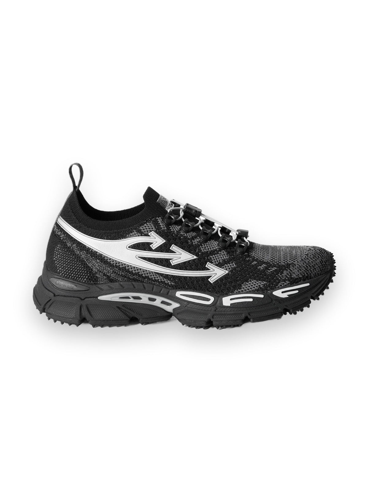 OFF-WHITE BE RIGHT BACK KNIT SNEAKERS BLACK/SILVER